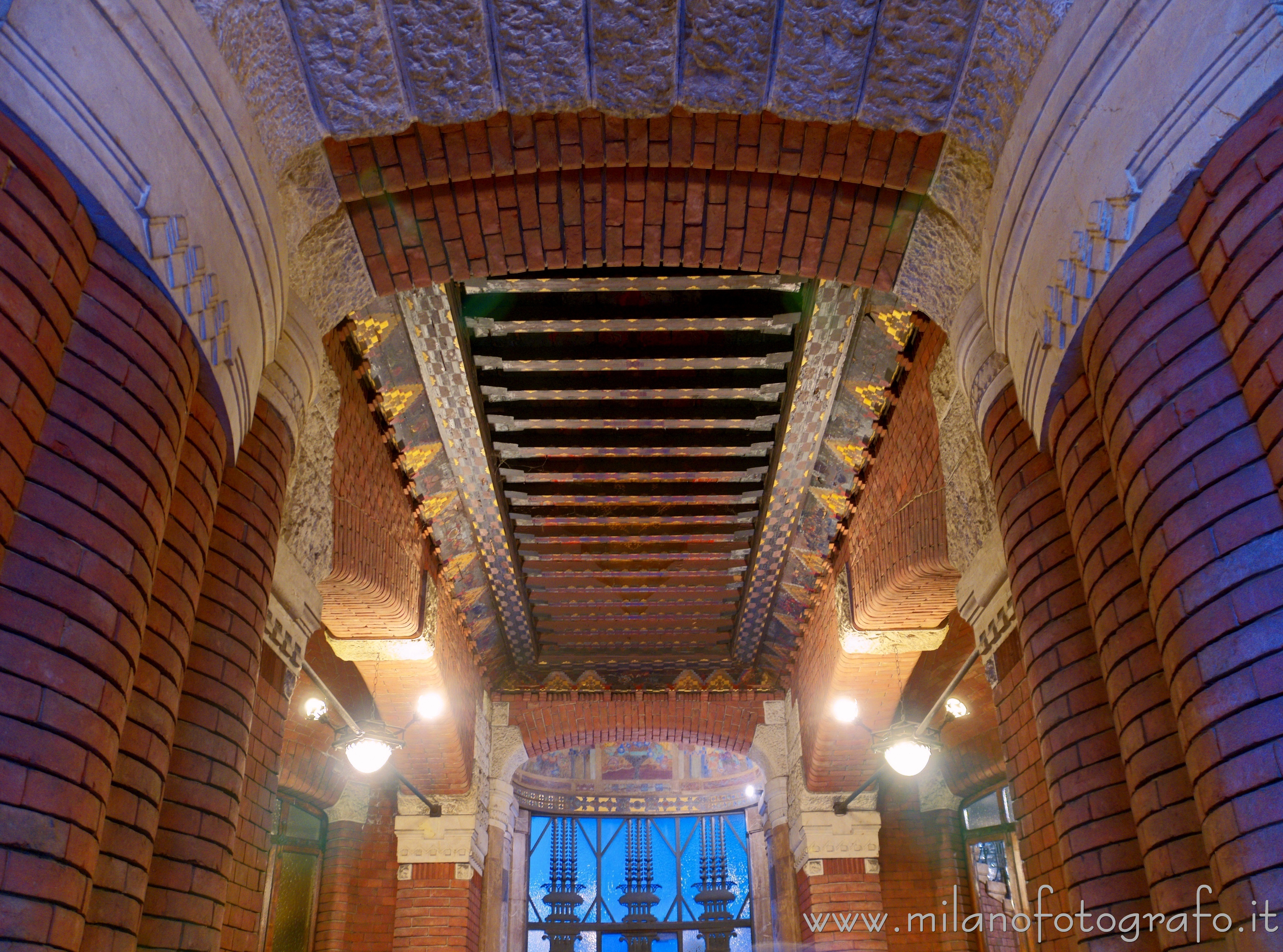 Milan (Italy) - Ceiling of the entrance hall the Berri Meregalli Palace in the Quadrilateral of Silence